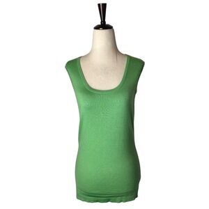 Carolina Herrera Tank Top‎ Women Medium Green Knit Cashmere Wool Blend Luxury